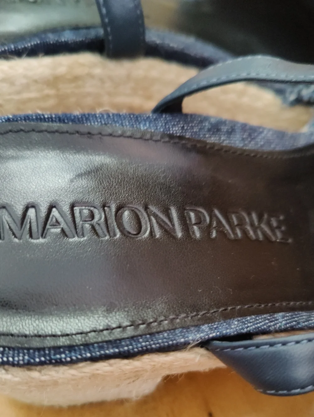 Marion Parke Frayed Denim Platform Espadrille Wedge Sandals Size 37